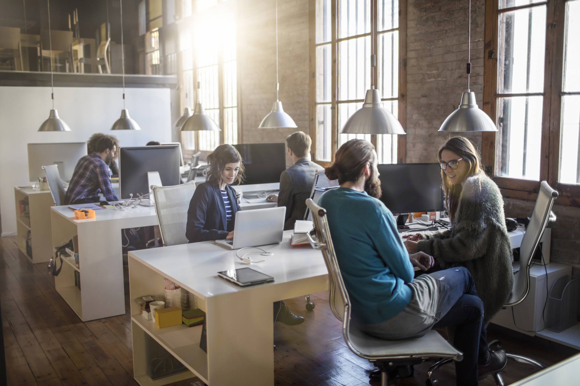 Employees collaborating